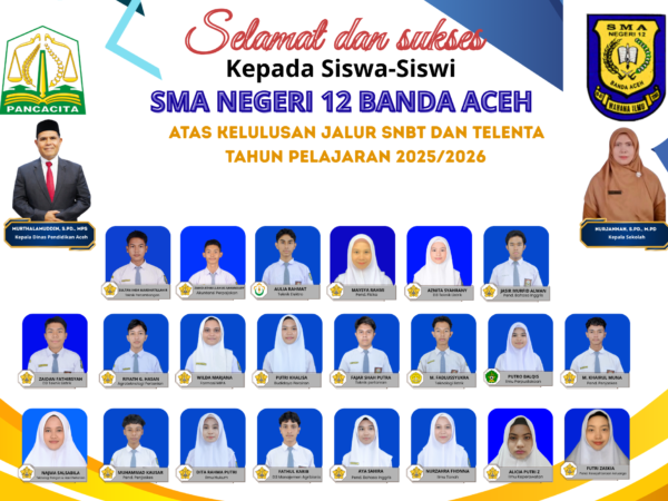 SMA Negeri 12 Banda Aceh Torehkan Prestasi, Siswa Lulus SNBT dan Jalur Talenta Tahun Pelajaran 2025/2026